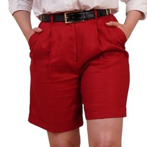 Linen blended red Bermudas short sizes 8, summer linen blended Bermuda
